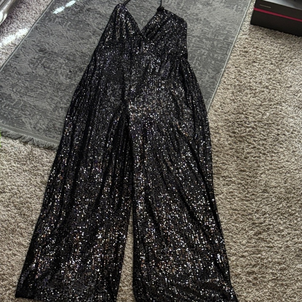 Gianni Bini Black Sequin Jumpsuit
